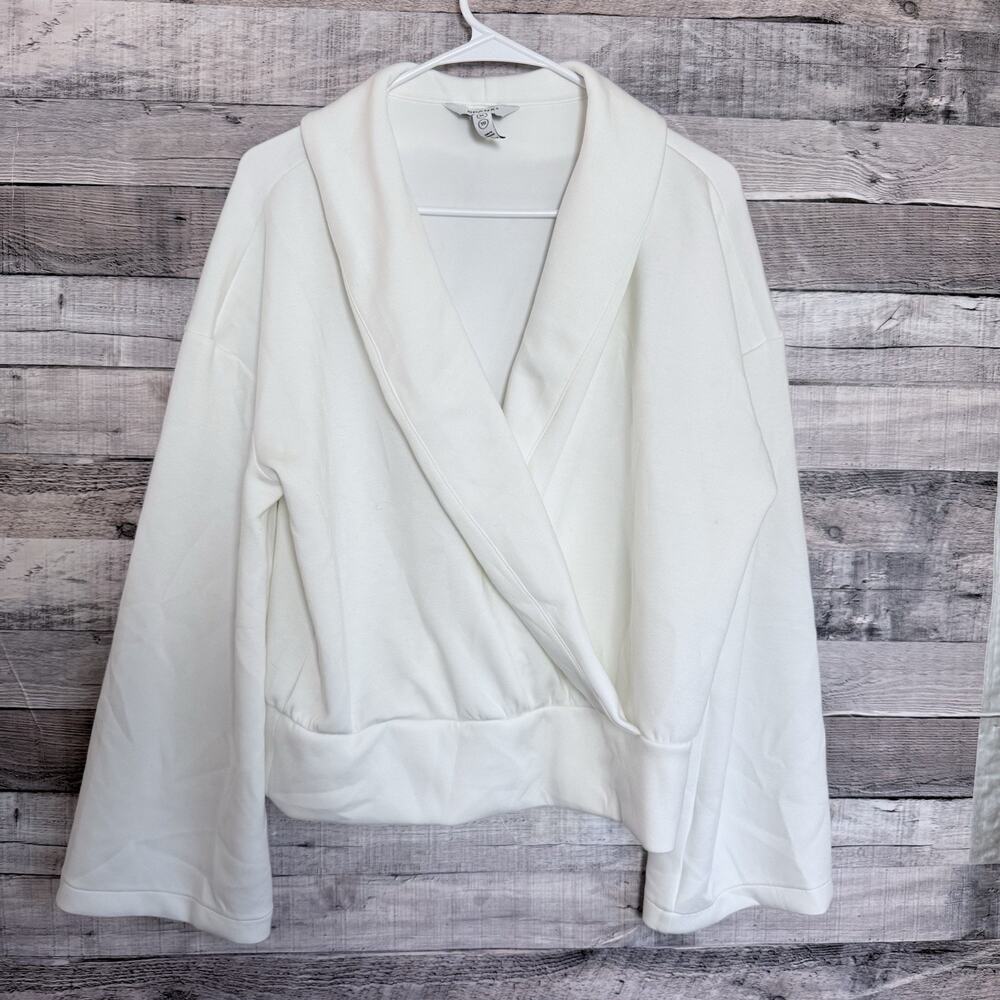 SPANX Women's White Air Essentials Shawl Collar Wrap Top XL